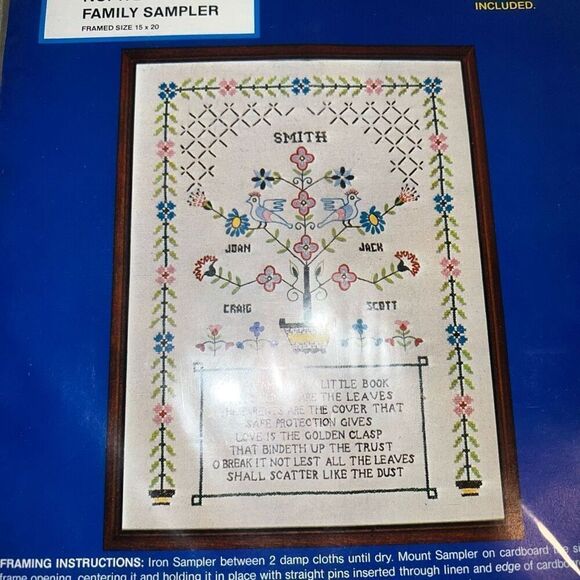 VTG Needles 'N Hoops Stamped Embroidery Cross Stich Kit Family Sampler No 172 - Picture 4 of 6